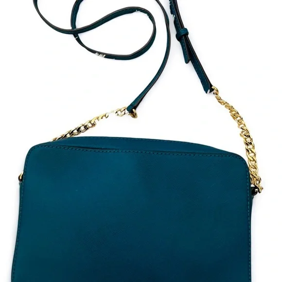Michael Kors Deep Teal Crossbody Bag with Gold Chain - Picture 2 of 5